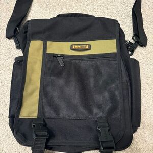 Vintage LL Bean Backpack Brown Cotton Canvas Leather Cross Body Travel